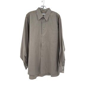 Calvin Klein Mens Long Sleeve Taupe Shirt 17 1/2 34/35 Classic Fit XL